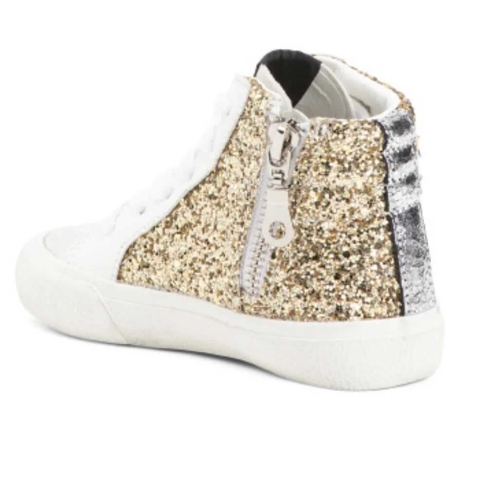 Gold Glitter High-Top Sneakers - Picture 6 of 9